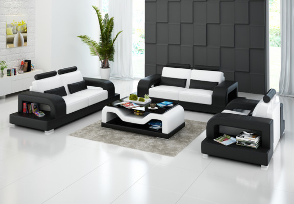 Lieder-Couch-Wunnlandschaft 3+2+1 Sëtzplaz + USB Garnitur Design Modern Sofa