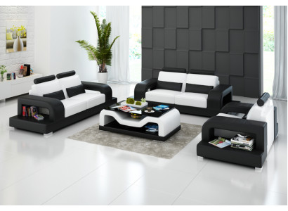 Lieder-Couch-Wunnlandschaft 3+2+1 Sëtzplaz + USB Garnitur Design Modern Sofa