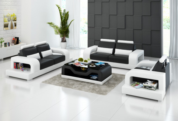 Lieder-Couch-Wunnlandschaft 3+2+1 Sëtzplaz + USB Garnitur Design Modern Sofa