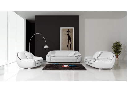 Ledercouch Couch Wunnlandschaft 3+2+1 Sëtz Garnitur Design Modern Sofa F3013