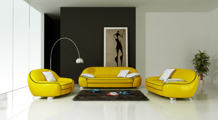Ledercouch Couch Wunnlandschaft 3+2+1 Sëtz Garnitur Design Modern Sofa F3013