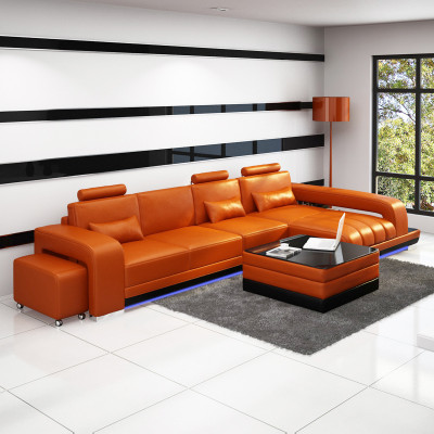 Ledersofa Couch Wunnlandschaft Ecksüfa Eck Garnitur Design Modern Sofa F3017C