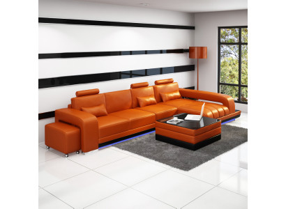 Ledersofa Couch Wunnlandschaft Ecksüfa Eck Garnitur Design Modern Sofa F3017C