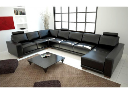 Ledersofa Canapé Wunnlandschaft Ecksofa Eck Garnitur Design Modern Sofa mat USB