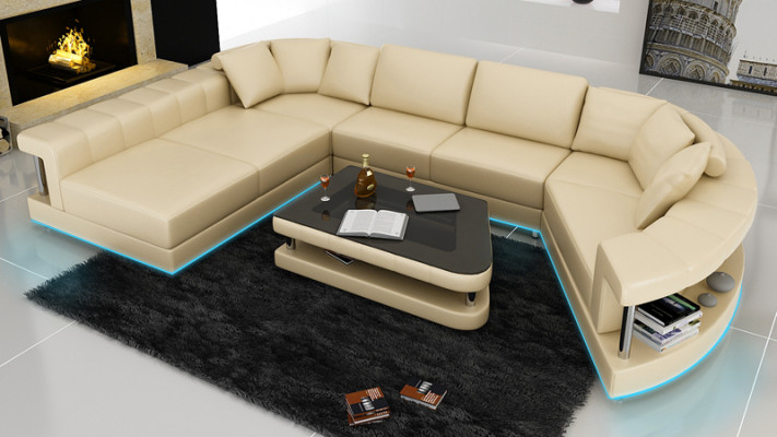 Liederzofa Couch Wunnlandschaft Eckzofa Eck Garnitur Design Modern Zofa + USB !