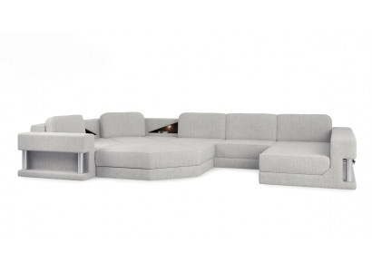 Modern Eckcanapé USB LED Couch Polster Lieder Design Sofa Garnitur Wunnlandschaft