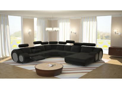 Sofa Designer Wunnlandschaft U-Form Canapé Ecksofa mat USB Polster Garnitur Sofas