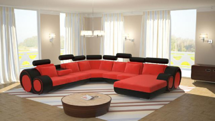 Sofa Designer Wunnlandschaft U-Form Canapé Ecksofa mat USB Polster Garnitur Sofas