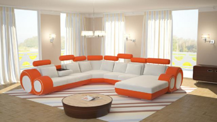 Sofa Designer Wunnlandschaft U-Form Canapé Ecksofa mat USB Polster Garnitur Sofas