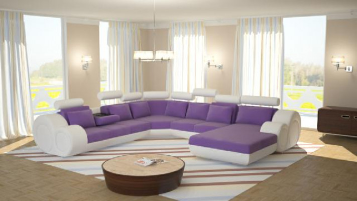 Sofa Designer Wunnlandschaft U-Form Canapé Ecksofa mat USB Polster Garnitur Sofas