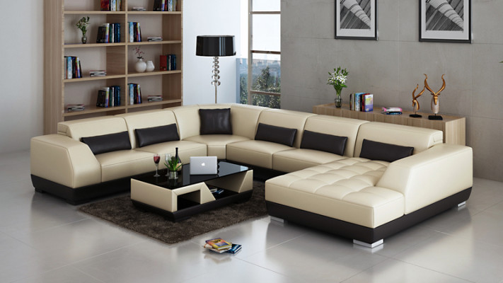 Modern Ledersofa Couch Wunnlandschaft Ecksofa Dekor Eck Design Garnitur
