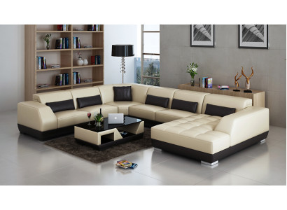 Modern Ledersofa Couch Wunnlandschaft Ecksofa Dekor Eck Design Garnitur