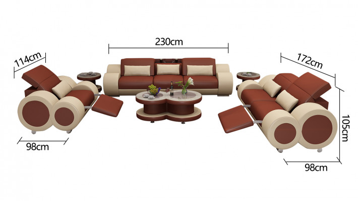 Ledercouch Sofa Sofagarnitur 3+2+1 Sëtzer Garnitur Design Dekor Modern Sofa