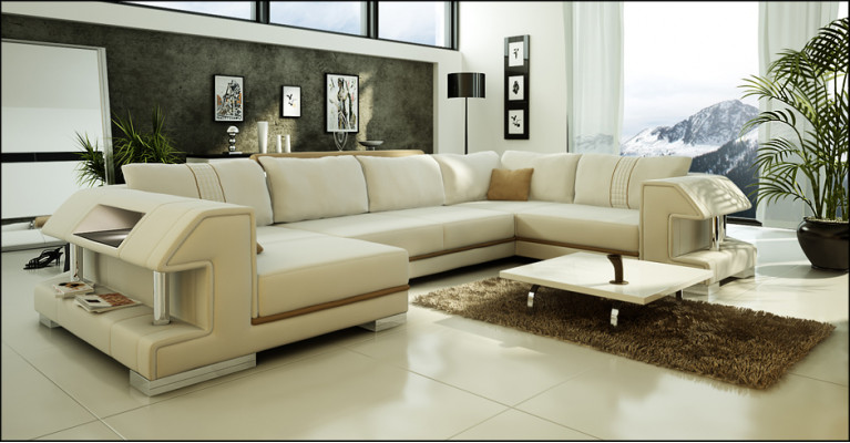 Eckcanapé Canapé Sofa Polster Designer Lieder XXL U-Form Liederkanapé Wunngestaltung