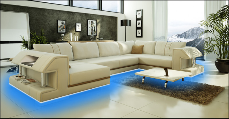 Eckcanapé Canapé Sofa Polster Designer Lieder XXL U-Form Liederkanapé Wunngestaltung