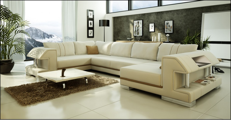 Eckcanapé Canapé Sofa Polster Designer Lieder XXL U-Form Liederkanapé Wunngestaltung