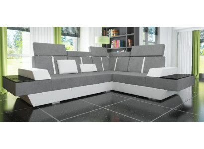 Designer Eckcouch Wunnlandschaft Sofa mat USB Couch Stoff Textil Lieder Patentéiert