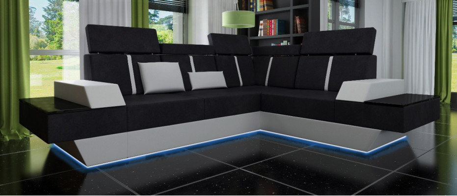 Design Wunnlandschaft Sofa Ecksofa USB Stoff Textil Lieder Moosanfertigung Ecksofa