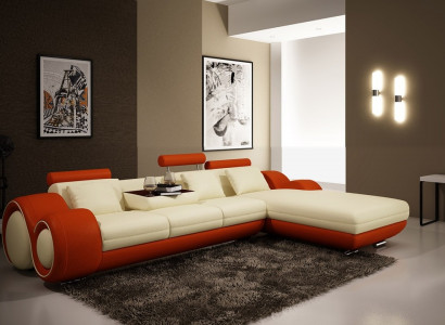Ledercouch mat USB Wunnlandschaft Eckcouch Eck Garnitur Design Modern Sofa A1163E