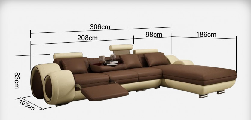 Ledercouch mat USB Wunnlandschaft Eckcouch Eck Garnitur Design Modern Sofa A1163E
