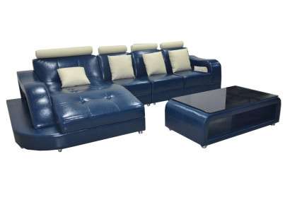 Ledersofa mat USB Wunnlandschaftecke Garnitur Design Modern Sofa L-Form L6015