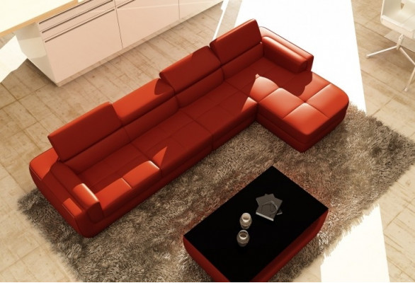 Eckcouch Ledercouch + USB Wohnlandschaft L-Form Couch Polstersëtz Eck Tettau Rout