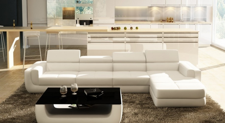 Eckcouch Ledercouch + USB Wohnlandschaft L-Form Couch Polstersëtz Eck Tettau Rout
