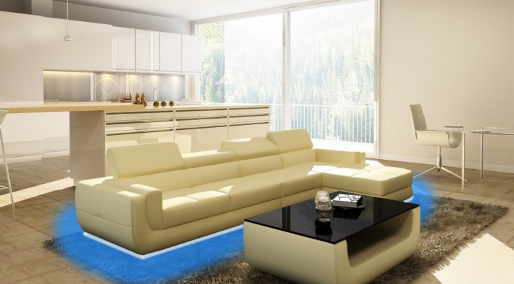 Eckcouch Ledercouch + USB Wohnlandschaft L-Form Couch Polstersëtz Eck Tettau Rout