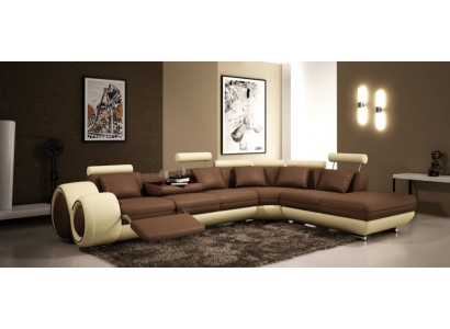 Ledersofa mat USB Wunnlandschaft Ecksofa Eck Garnitur Design Modern Sofa A1163C