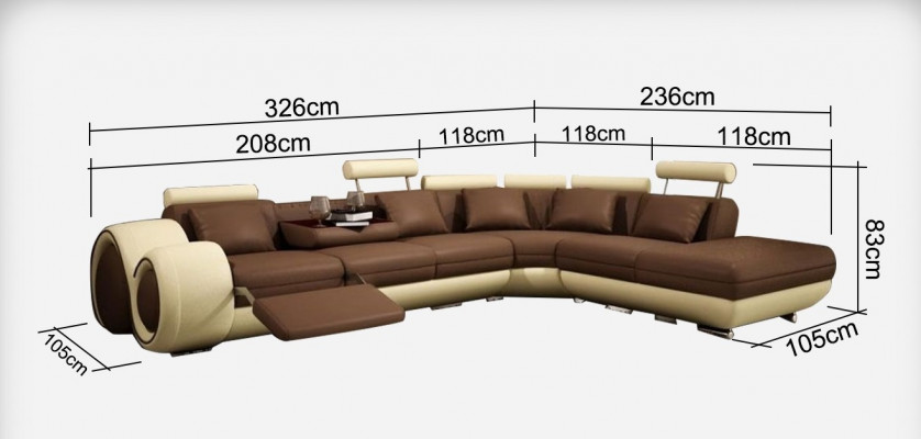 Ledersofa mat USB Wunnlandschaft Ecksofa Eck Garnitur Design Modern Sofa A1163C