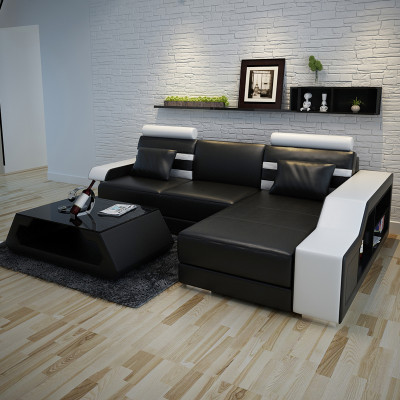 Ledersofa mat USB Wunnlandschaft Ecksofa Eckgarnitur Design Modern Sofa L6016E