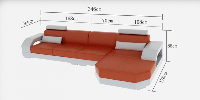 Ledercouch + USB Wunnlandschaft Eckcouch Eck Garnitur Design Canapé Sofa Nei G8001C