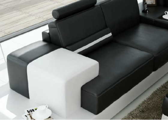 Ledercanapé Eckcanapé Canapé mat USB Design Sëtz Këssen Garnitur Wunnlandschaft 2725C
