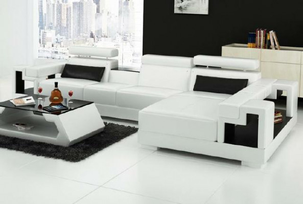 Wunnlandschaft Ecksofa Ledersofa Sofa + USB Polster Sëtz Eck Garnitur Nei 2710B