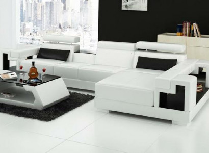 Wunnlandschaft Ecksofa Ledersofa Sofa + USB Polster Sëtz Eck Garnitur Nei 2710B