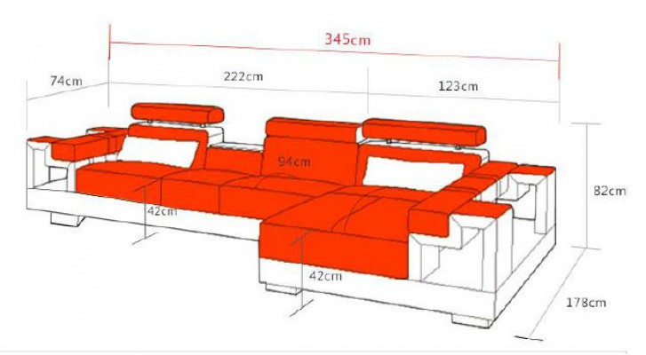 Wunnlandschaft Ecksofa Ledersofa Sofa + USB Polster Sëtz Eck Garnitur Nei 2710B