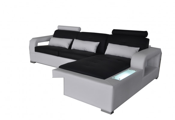 Ledercanapé mat USB Wunnlandschaft Eck Garnitur Design Modern Canapé L-Form L6008
