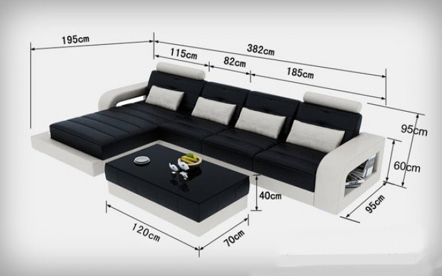 Ledercanapé mat USB Wunnlandschaft Eck Garnitur Design Modern Canapé L-Form L6008