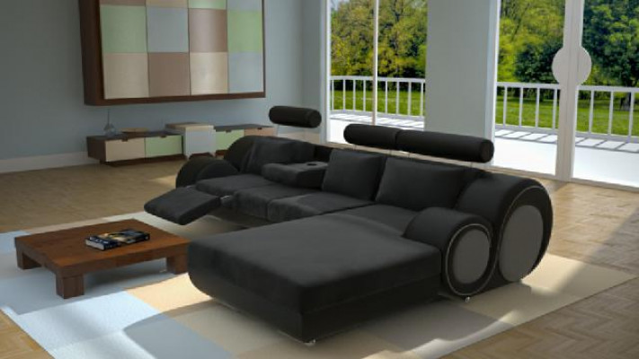 Designer Garnitur Wunnlandschaft Eckcouch + USB, Sofa Polstersofa Ledersofa Sofae Nei