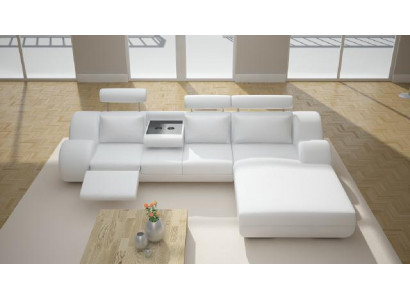 Designer Garnitur Wohnlandschaft Eckcouch Canapé Sofa Polster Ledersofa mat USB