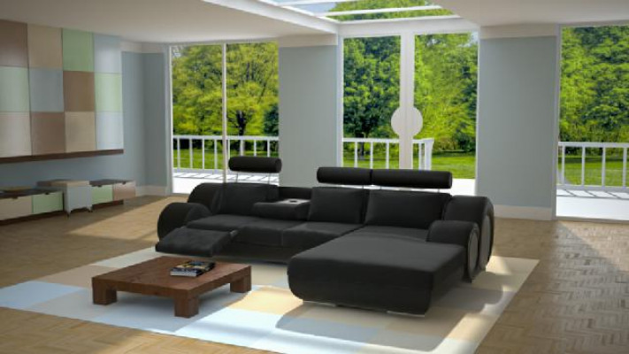 Design Garnitur Wunnlandschaft Eckcouch Couch Sofa Polster Moossfabrikatioun USB