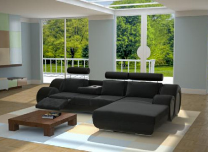 Design Garnitur Wunnlandschaft Eckcouch Couch Sofa Polster Moossfabrikatioun USB