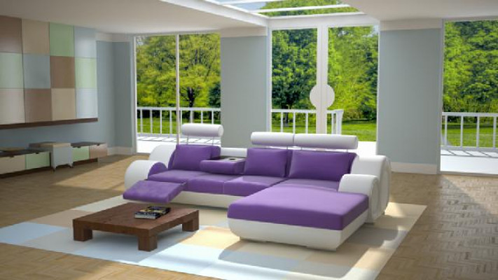 Design Garnitur Wunnlandschaft Eckcouch Couch Sofa Polster Moossfabrikatioun USB