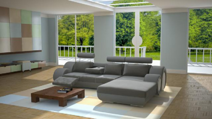 Designer Canapé Sofa Polstersofa Liederkanapé +USB Neie Garnitur Wunnlandschaft Eckcanapé