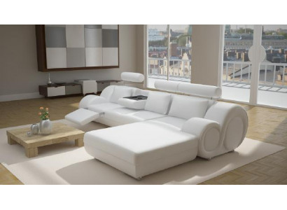 Designer Polstersofa + USB Luedersofa Wunnlandschaft Ecksofa Garnitur Berlin II