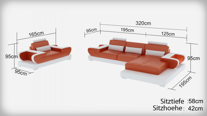 Design XXL Grousst Sofa mat USB, Ecksofa Ledersofa Couch Polstereck Wunnlandschaft