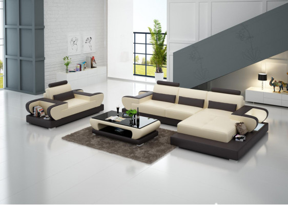 Design XXL Grousst Sofa mat USB, Ecksofa Ledersofa Couch Polstereck Wunnlandschaft