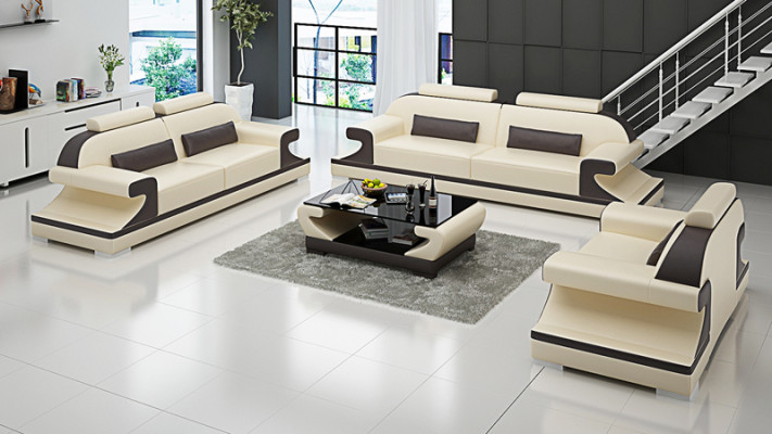 Ledercouch Couch Wunnlandschaft 3+2+1 Sëtzer Garnitur Sofa Sofagarnitur