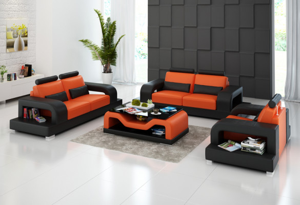Liederdivan Couch Wunnlandschaft 3+2+1 Sëtzer Garnitur Modern Design Divan