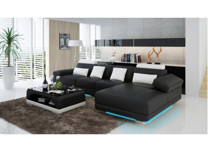 Lieder-Sofa Couch Wohnlandschaft Ecksofa Eck Garnitur Design Moderne Sofa mat USB